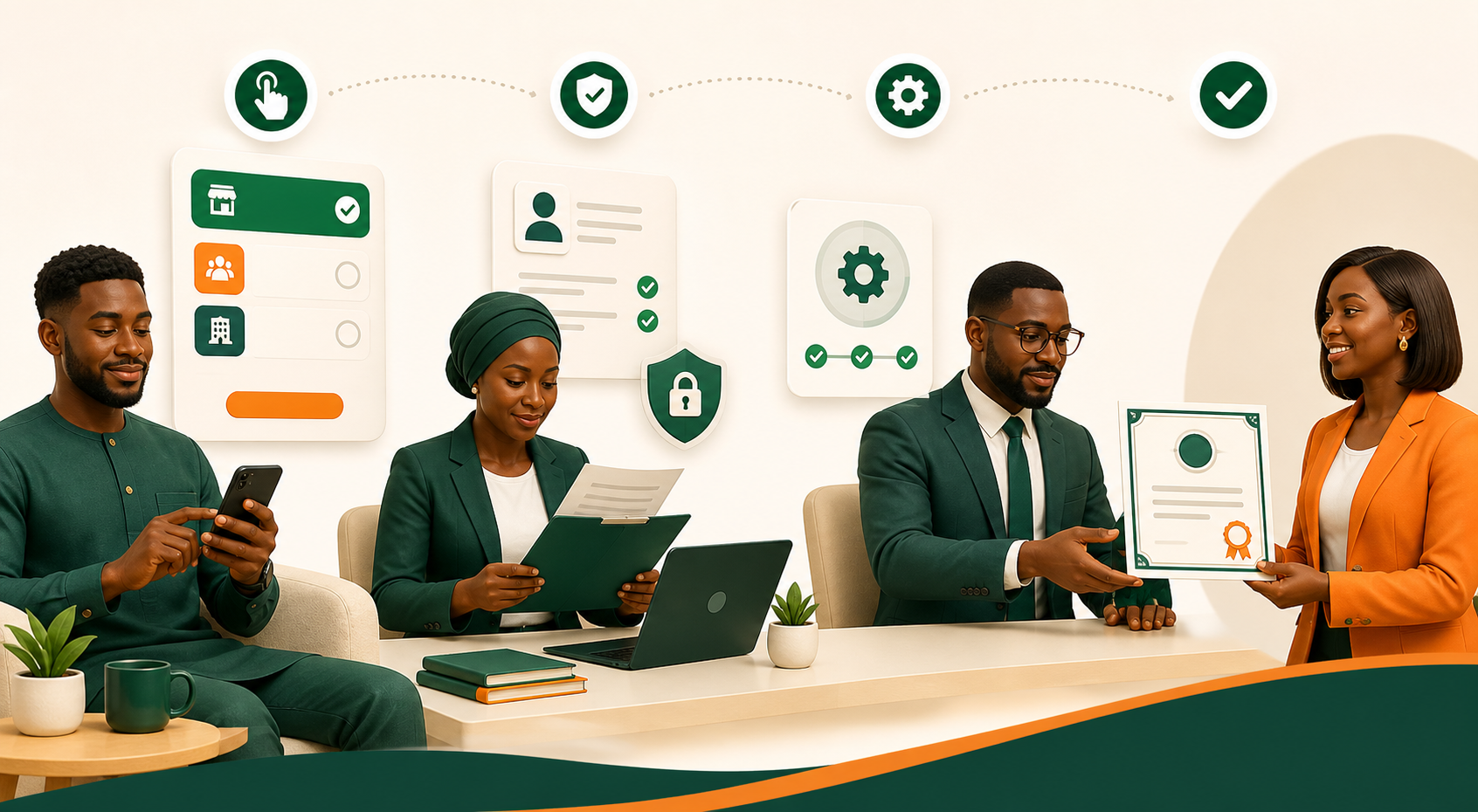 A customer selects a service while RegisterMe processes the registration